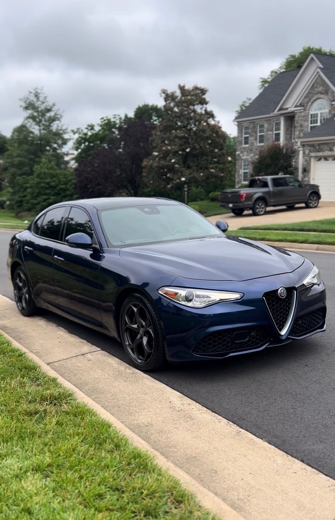 Clean blue Alfa Romeo after mobile detail